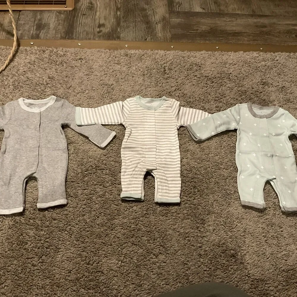3 Cloud Island Soft & Sweet Dreams Baby Preemie Zip-up Footie Pajamas (Green)